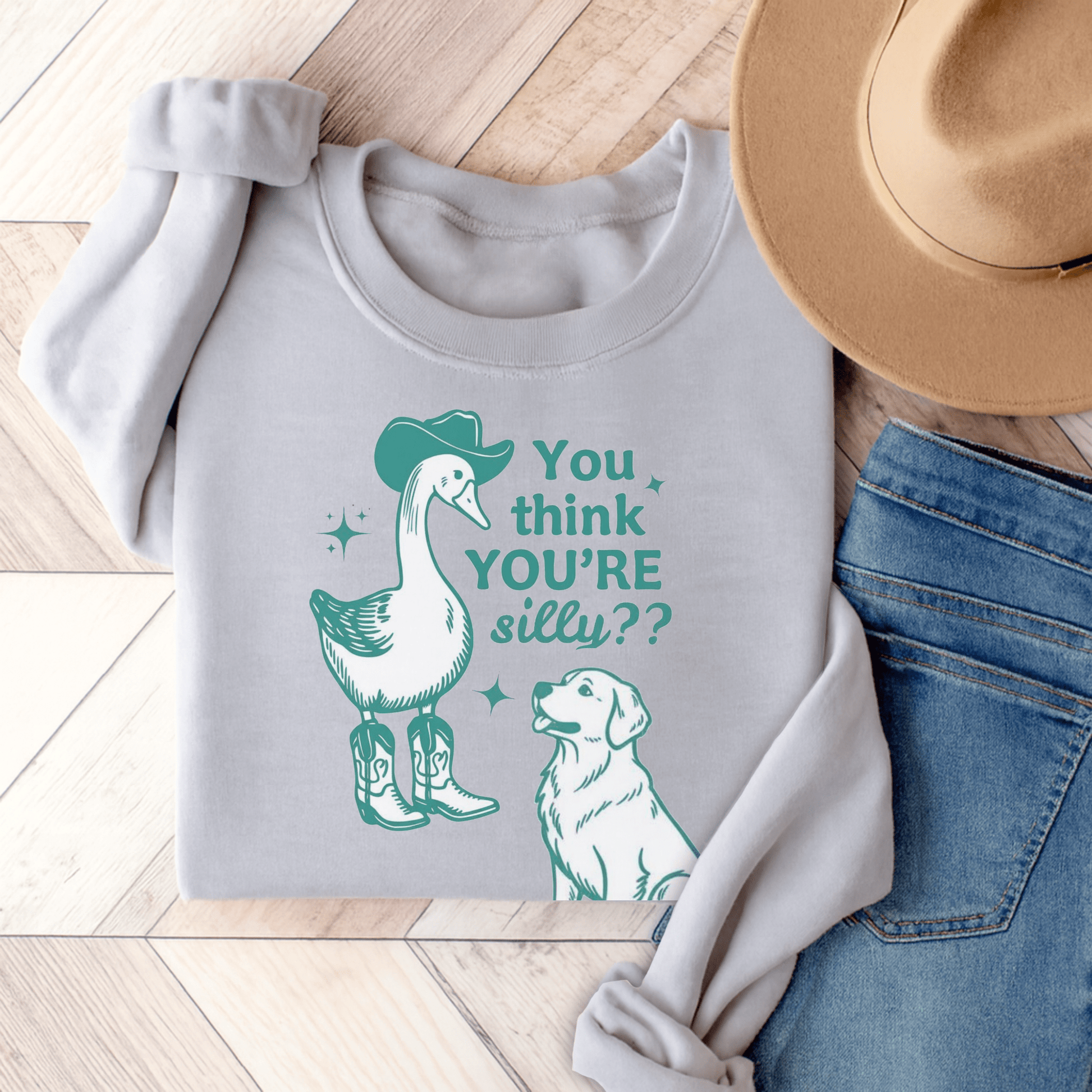 Golden Retriever Silly Goose Sweatshirt Ash