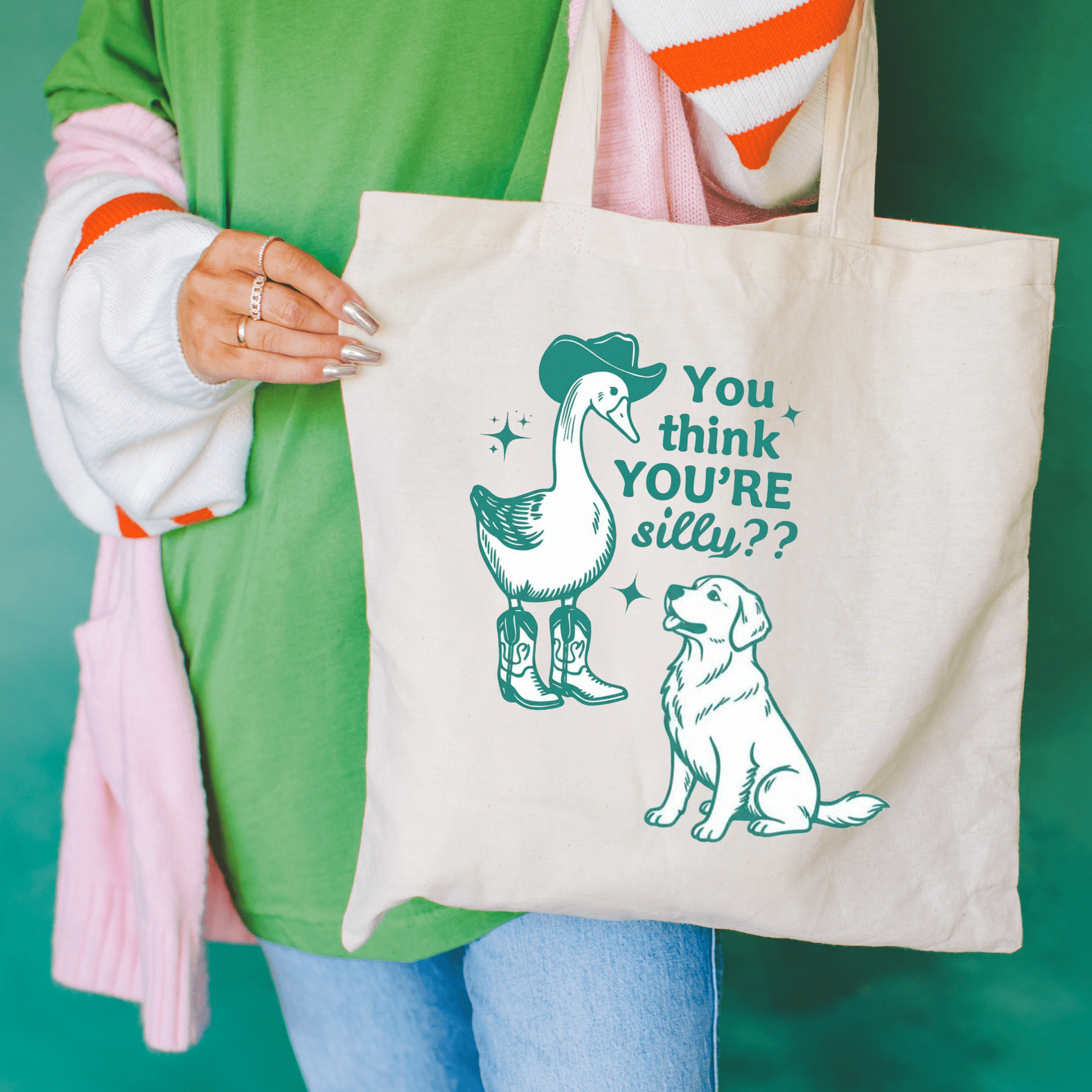 Golden Retriever Silly Goose Tote Bag Natural 15" x 16"