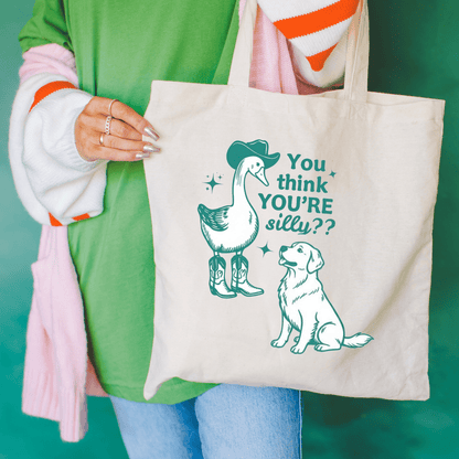 Golden Retriever Silly Goose Tote Bag Natural 15" x 16"