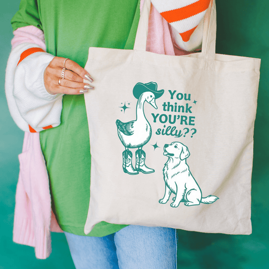 Golden Retriever Silly Goose Tote Bag Natural 15" x 16"