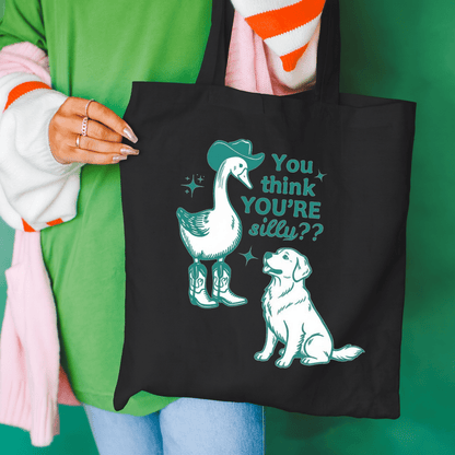Golden Retriever Silly Goose Tote Bag Black 15" x 16"