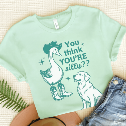 Golden Retriever Silly Goose Tshirt Heather Mint