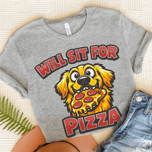 Golden Retriever Sit for Pizza Unisex Tshirt Athletic Heather