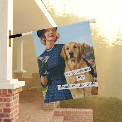 Golden Retriever Snarky Drinking Garden Flag