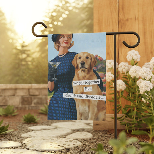 Golden Retriever Snarky Drinking Garden Flag