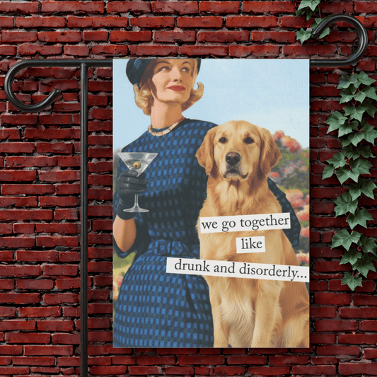 Golden Retriever Snarky Drinking Garden Flag 12'' × 18''