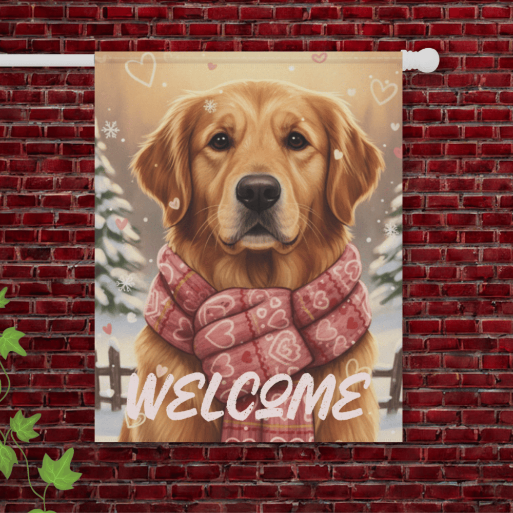 Golden Retriever Snuggle Season Garden Yard Flag 24.5'' × 32''