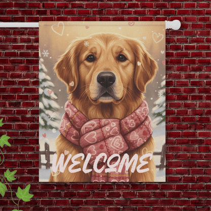 Golden Retriever Snuggle Season Garden Yard Flag 24.5'' × 32''