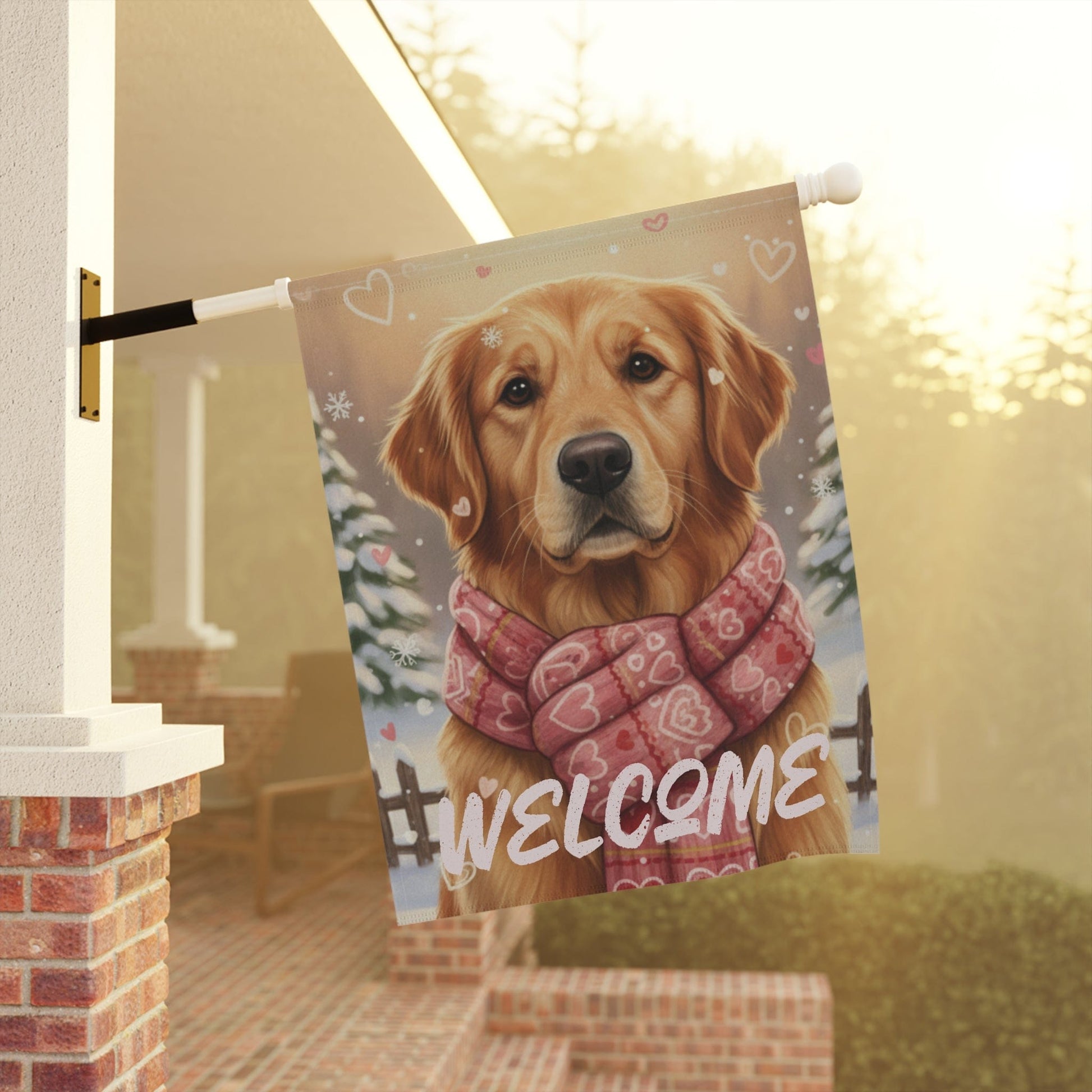 Golden Retriever Snuggle Season Garden Yard Flag