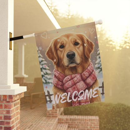 Golden Retriever Snuggle Season Garden Yard Flag