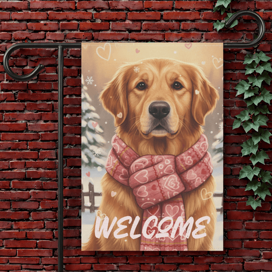 Golden Retriever Snuggle Season Garden Yard Flag 12'' × 18''
