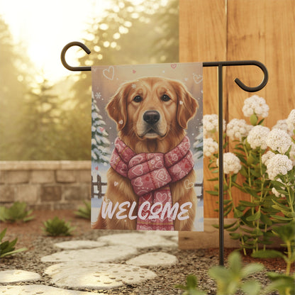 Golden Retriever Snuggle Season Garden Yard Flag