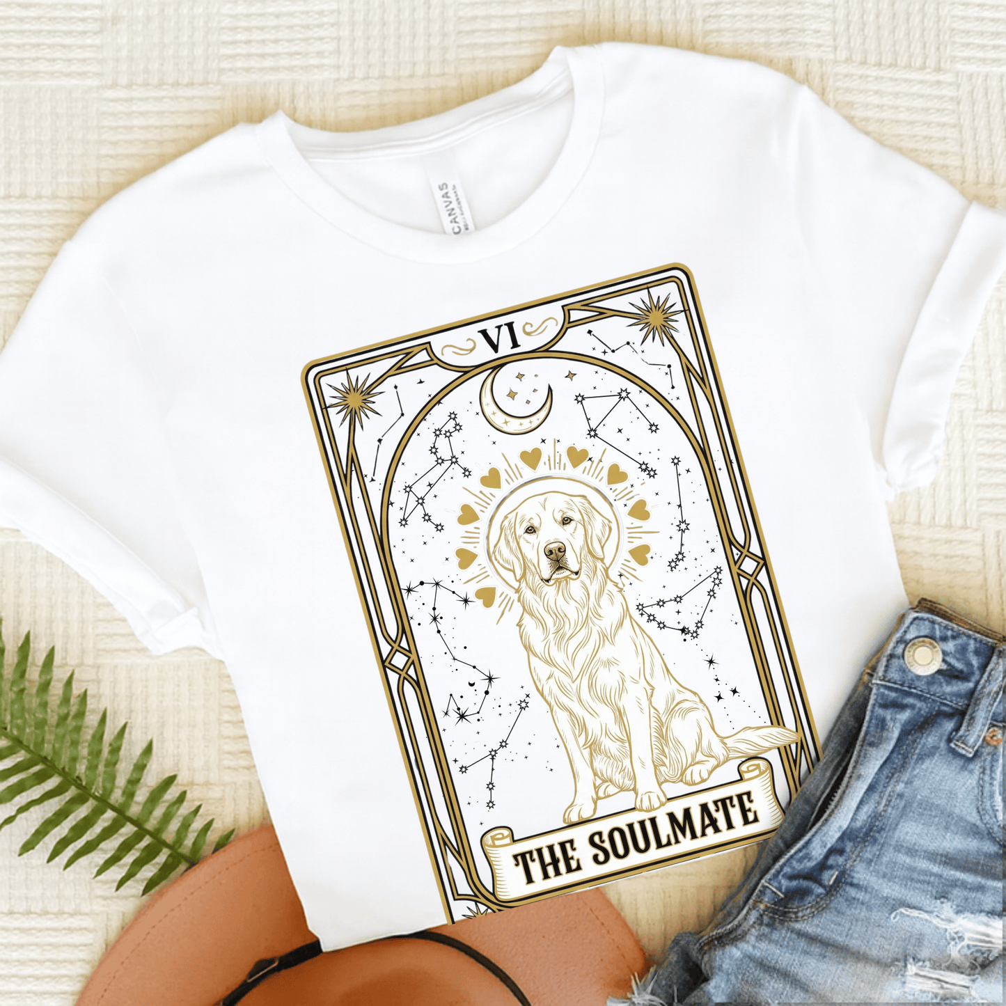 Golden Retriever Soulmate Tarot Unisex Tshirt White