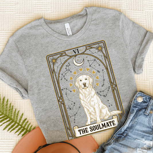 Golden Retriever Soulmate Tarot Unisex Tshirt Athletic Heather