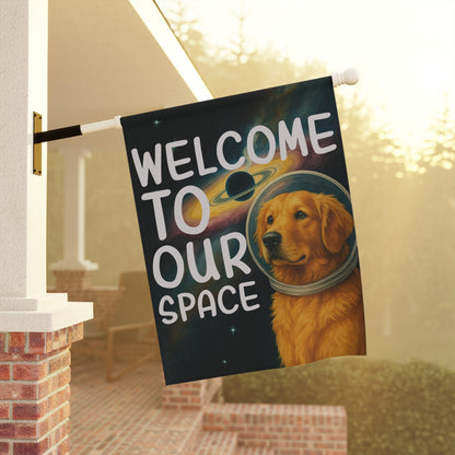 Golden Retriever Space Lover Garden Flag