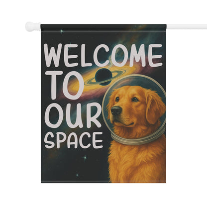 Golden Retriever Space Lover Garden Flag