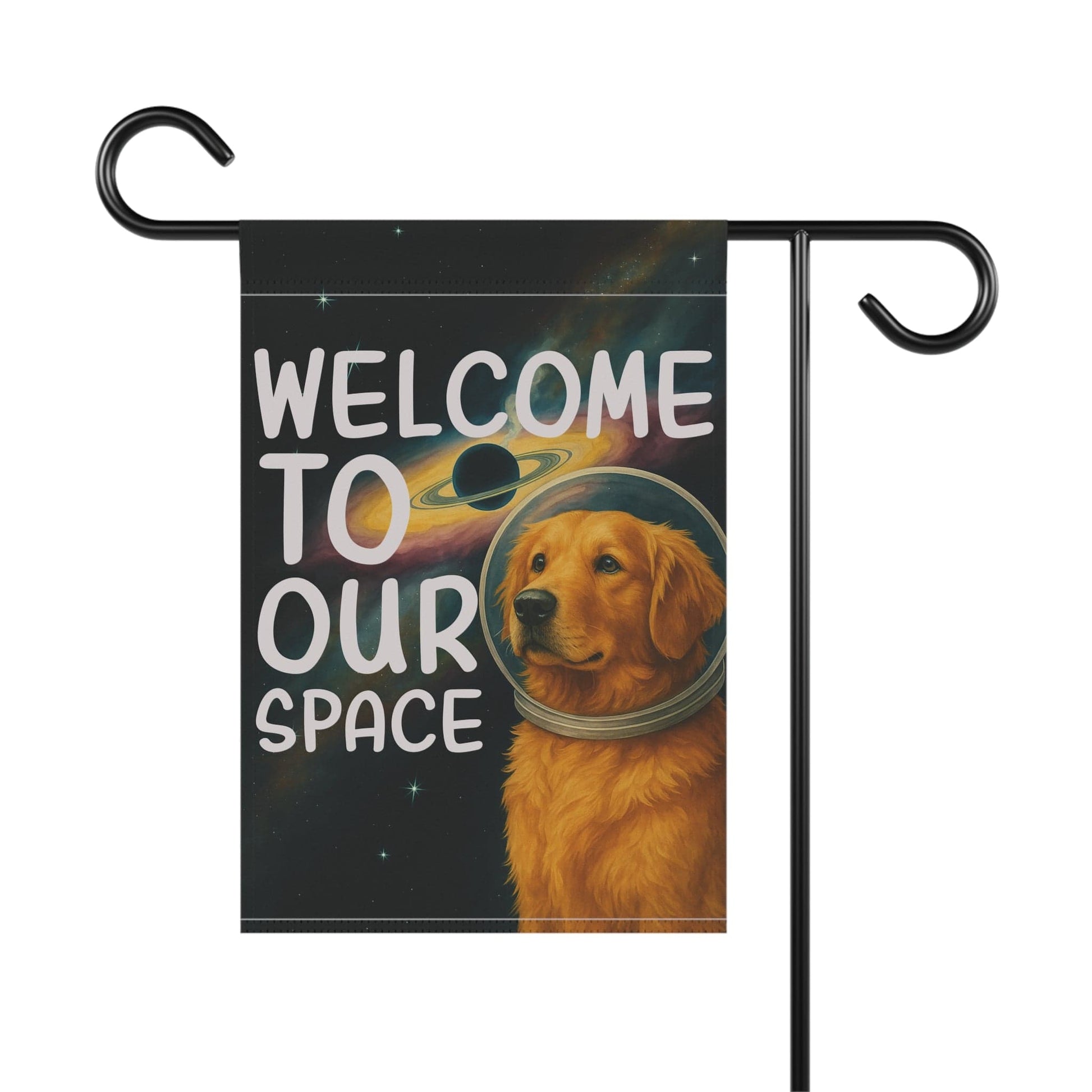 Golden Retriever Space Lover Garden Flag