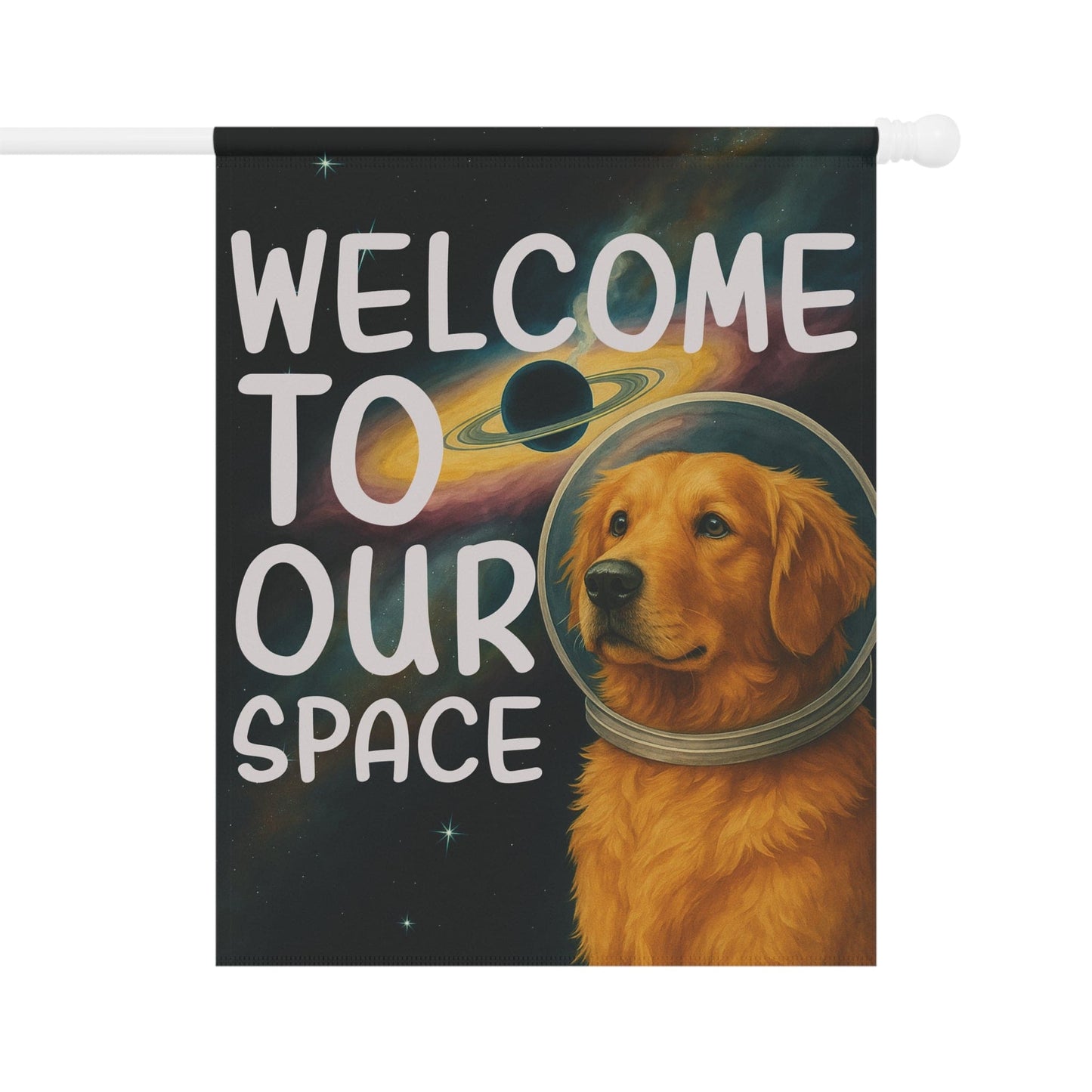 Golden Retriever Space Lover Garden Flag