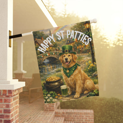 Golden Retriever St Patties Day Garden Flag