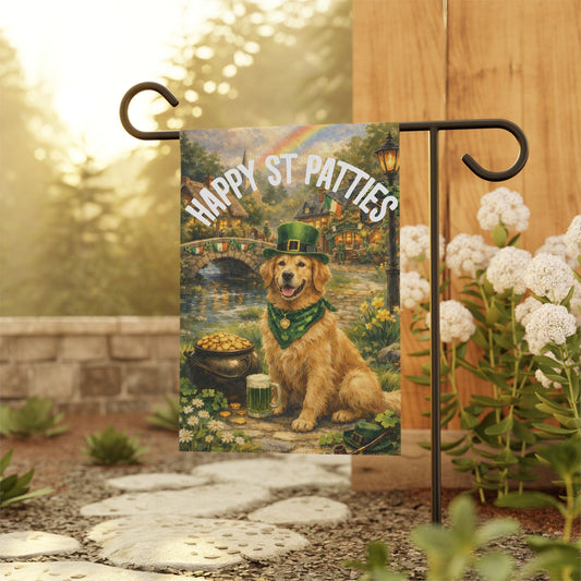Golden Retriever St Patties Day Garden Flag