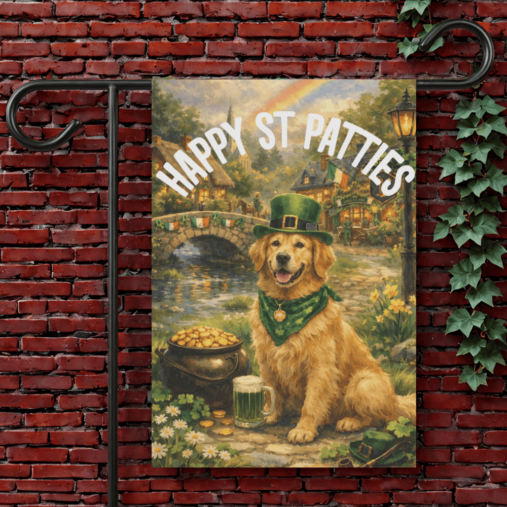 Golden Retriever St Patties Day Garden Flag 12'' × 18''