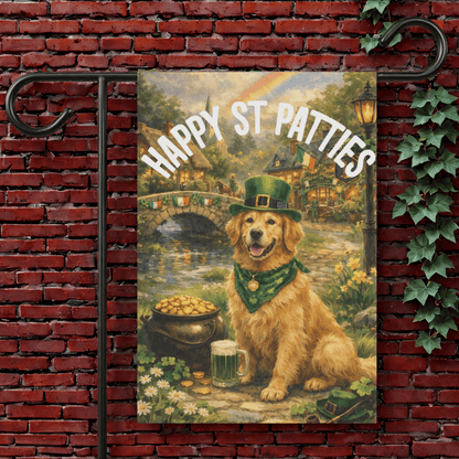 Golden Retriever St Patties Day Garden Flag 12'' × 18''