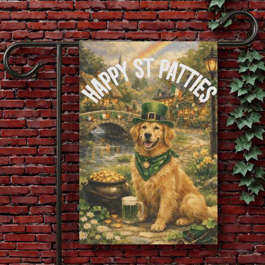 Golden Retriever St Patties Day Garden Flag 12'' × 18''