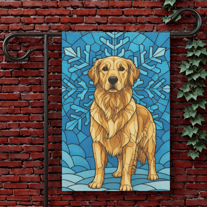 Golden Retriever Stained Glass Winter Garden Yard Flag 12'' × 18''