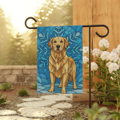 Golden Retriever Stained Glass Winter Garden Yard Flag