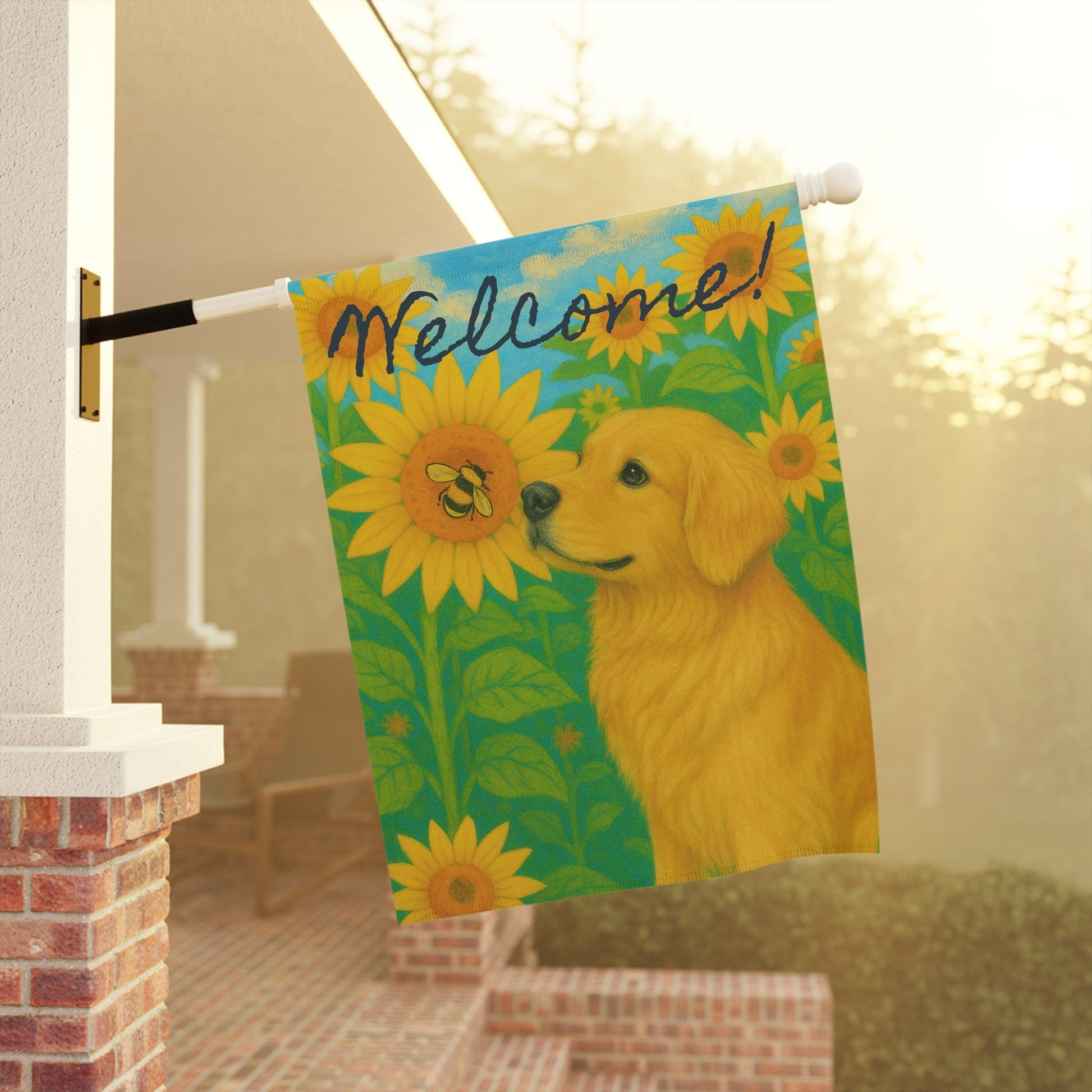 Golden Retriever Sunflower Garden Flag