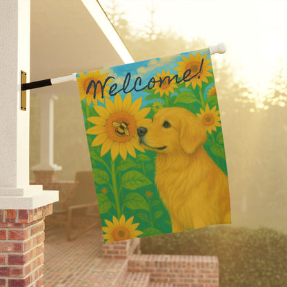 Golden Retriever Sunflower Garden Flag
