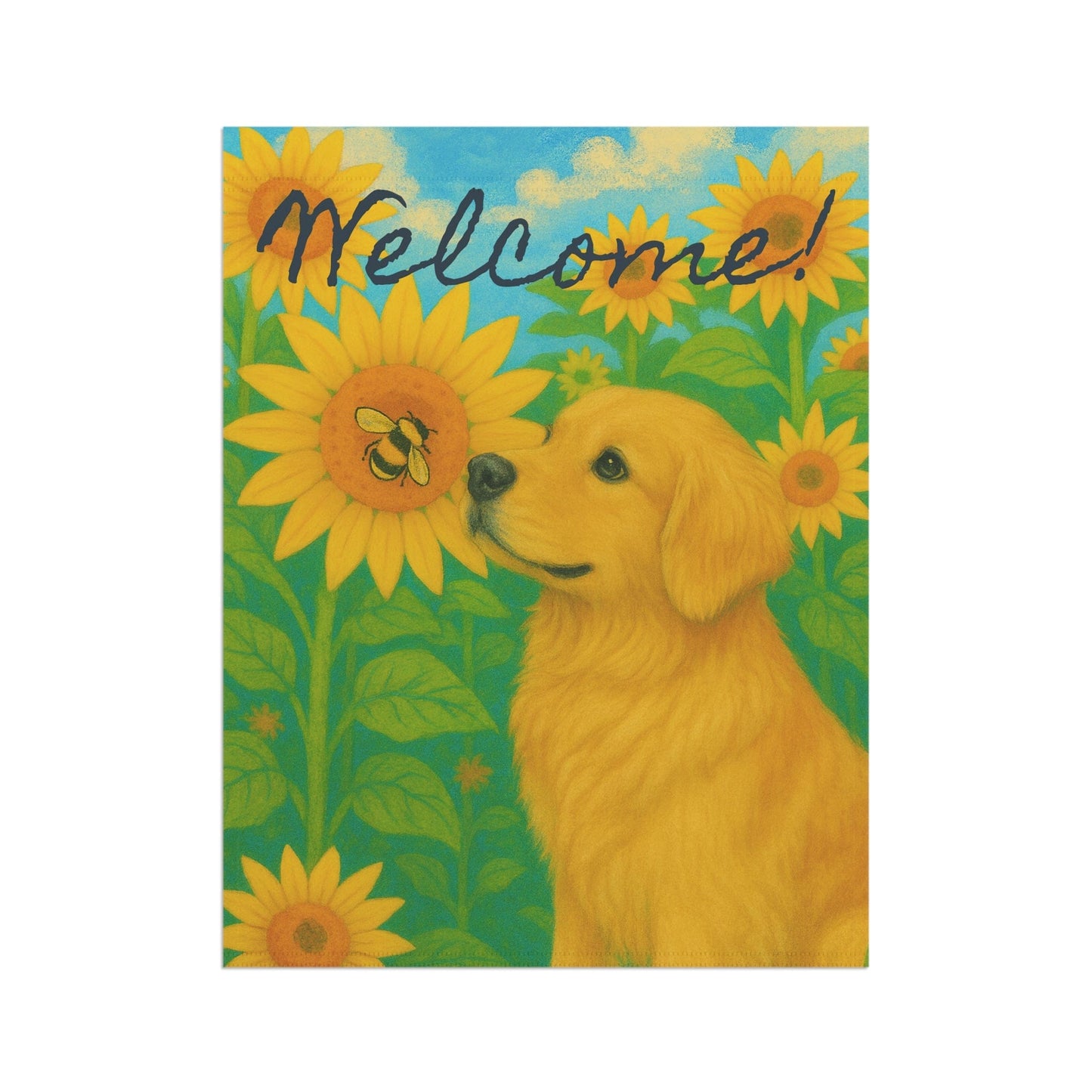 Golden Retriever Sunflower Garden Flag