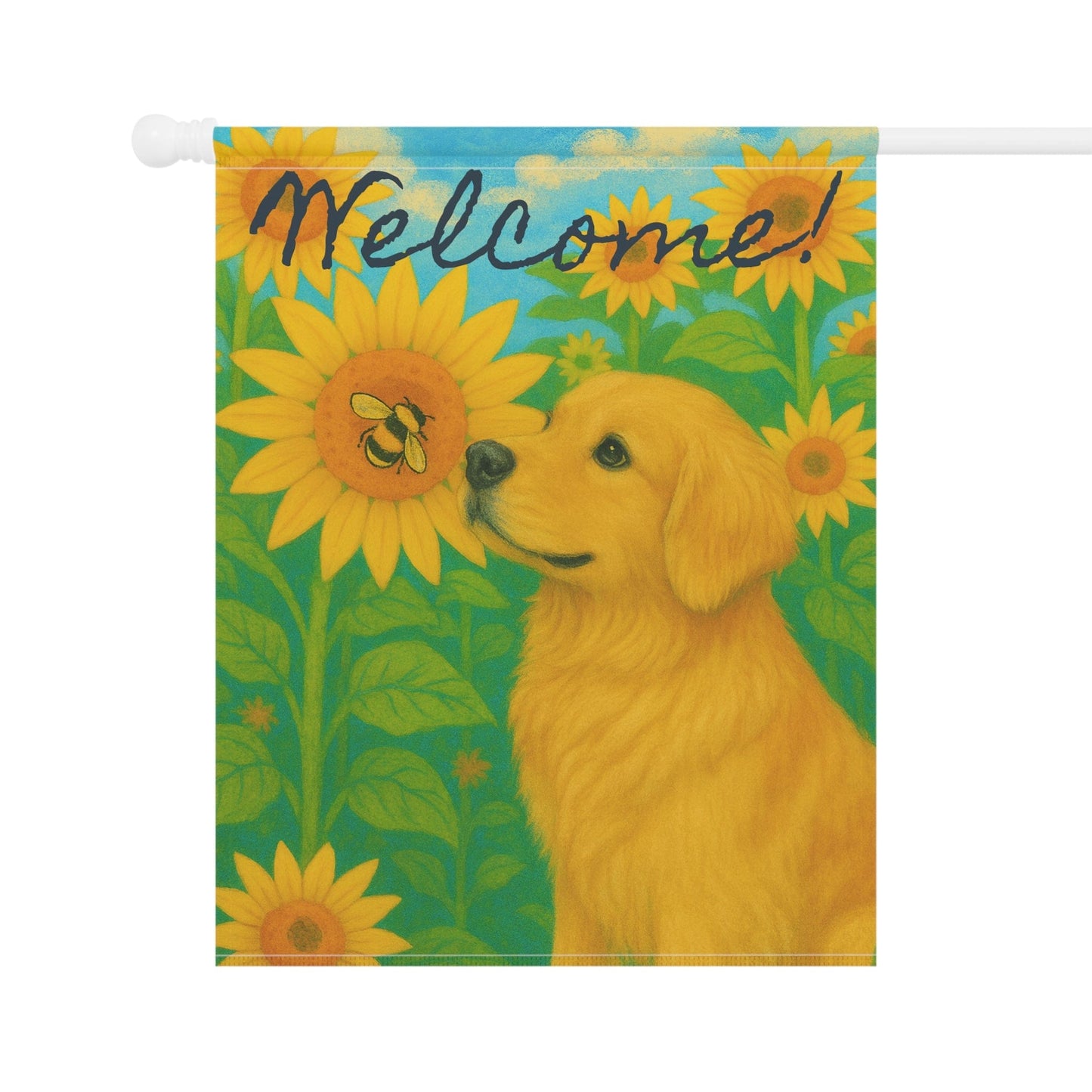 Golden Retriever Sunflower Garden Flag