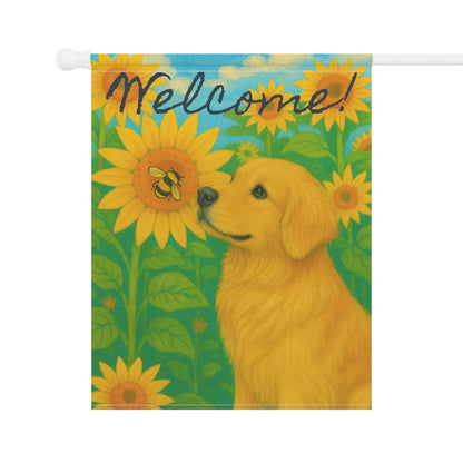 Golden Retriever Sunflower Garden Flag
