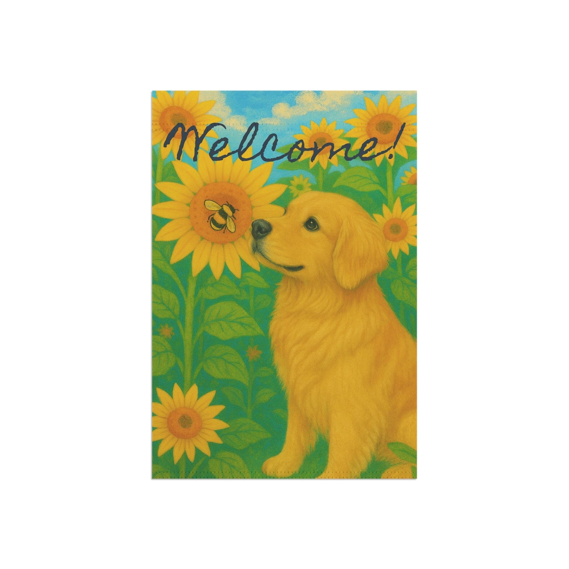 Golden Retriever Sunflower Garden Flag