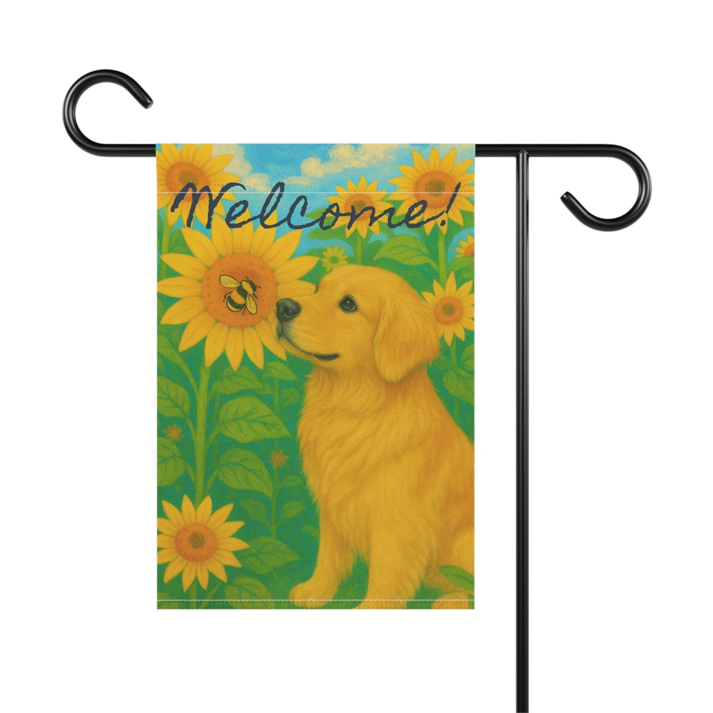 Golden Retriever Sunflower Garden Flag