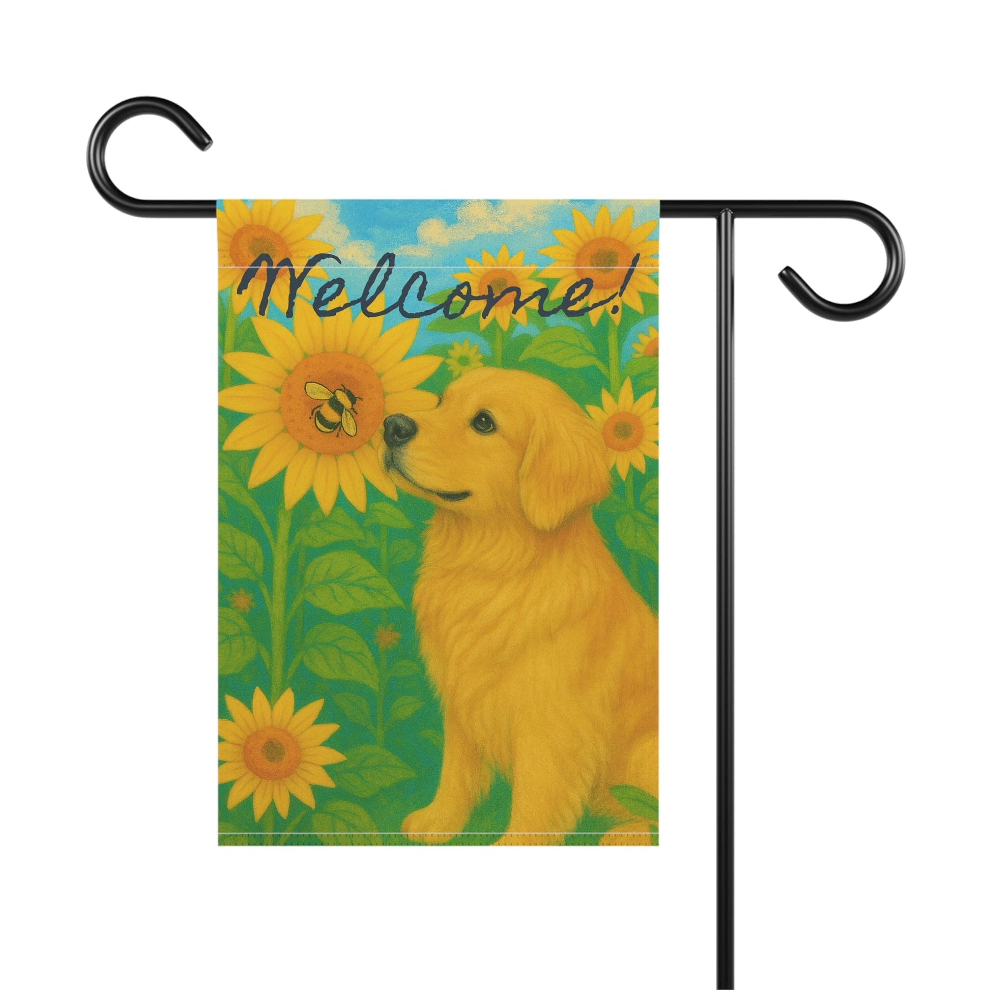 Golden Retriever Sunflower Garden Flag