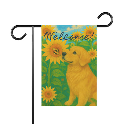 Golden Retriever Sunflower Garden Flag