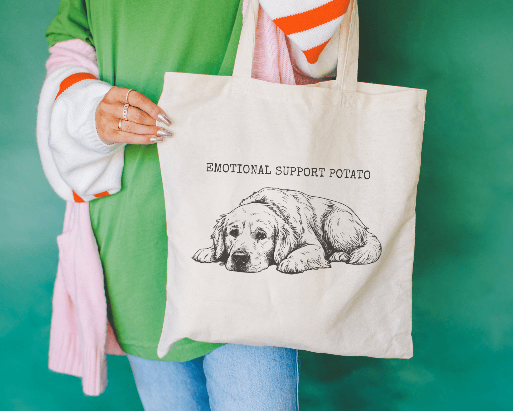 Golden Retriever Support Potato Tote Bag Natural 15" x 16"