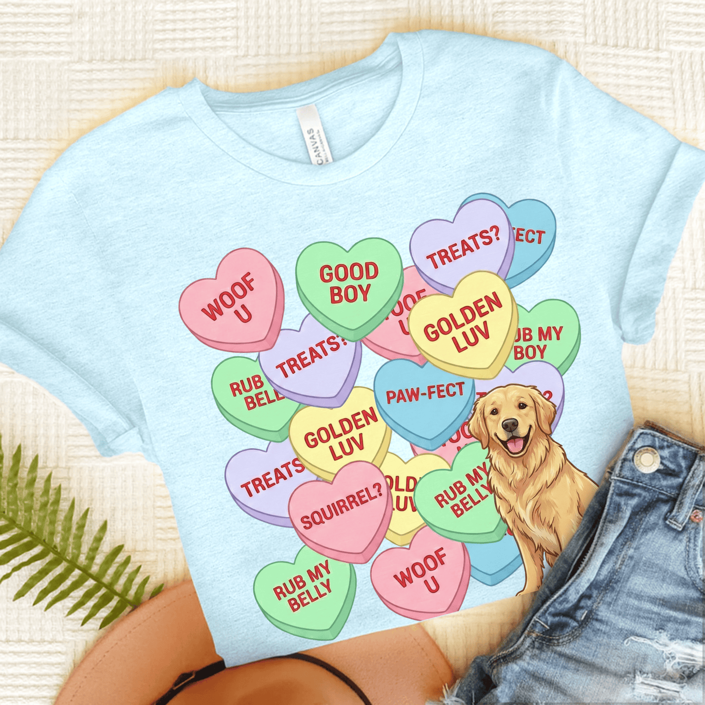 Golden Retriever Sweetheart Unisex Tshirt Heather Ice Blue