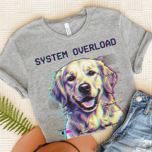 Golden Retriever System Overload Unisex Tshirt Athletic Heather