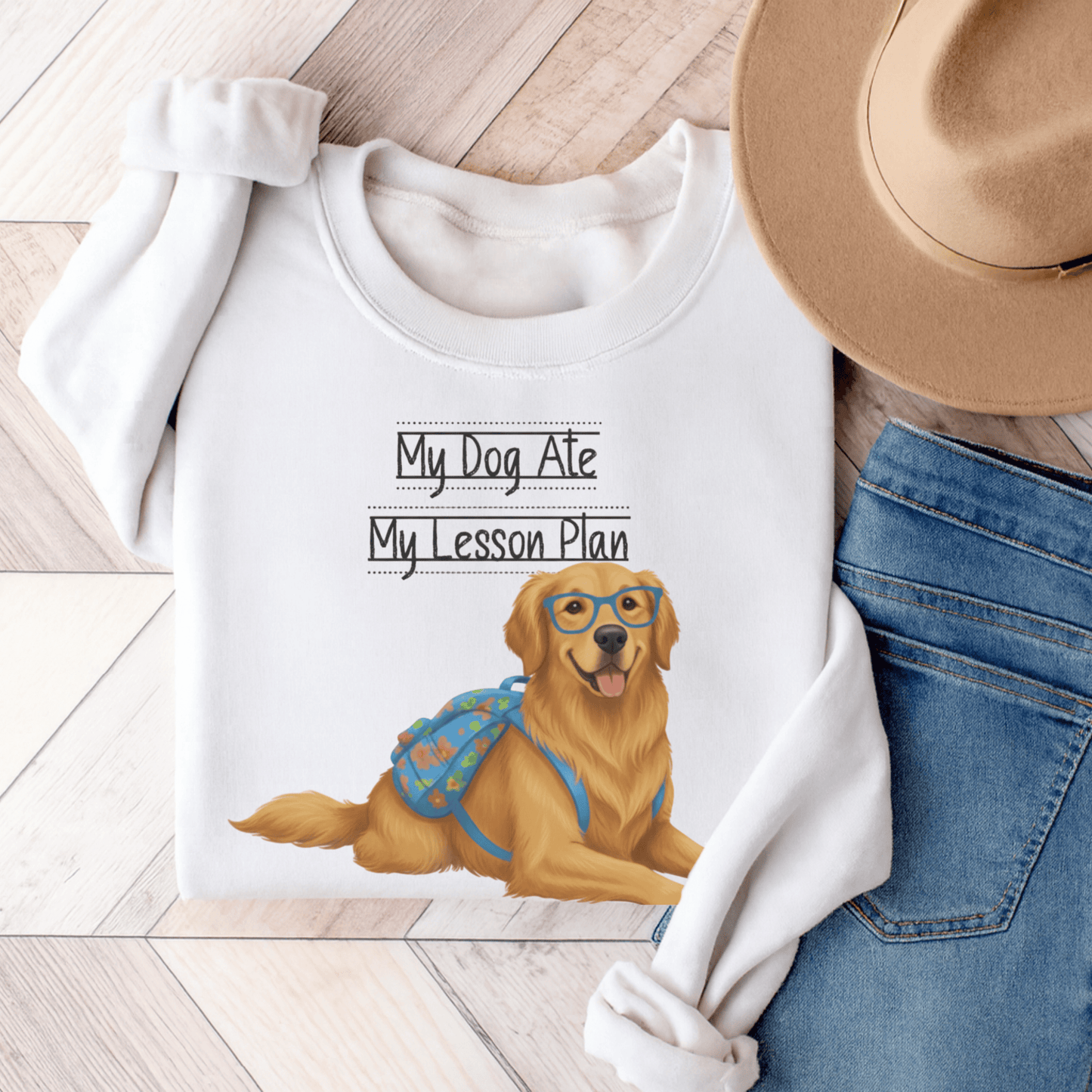 Golden Retriever Teacher Unisex Sweatshirt White