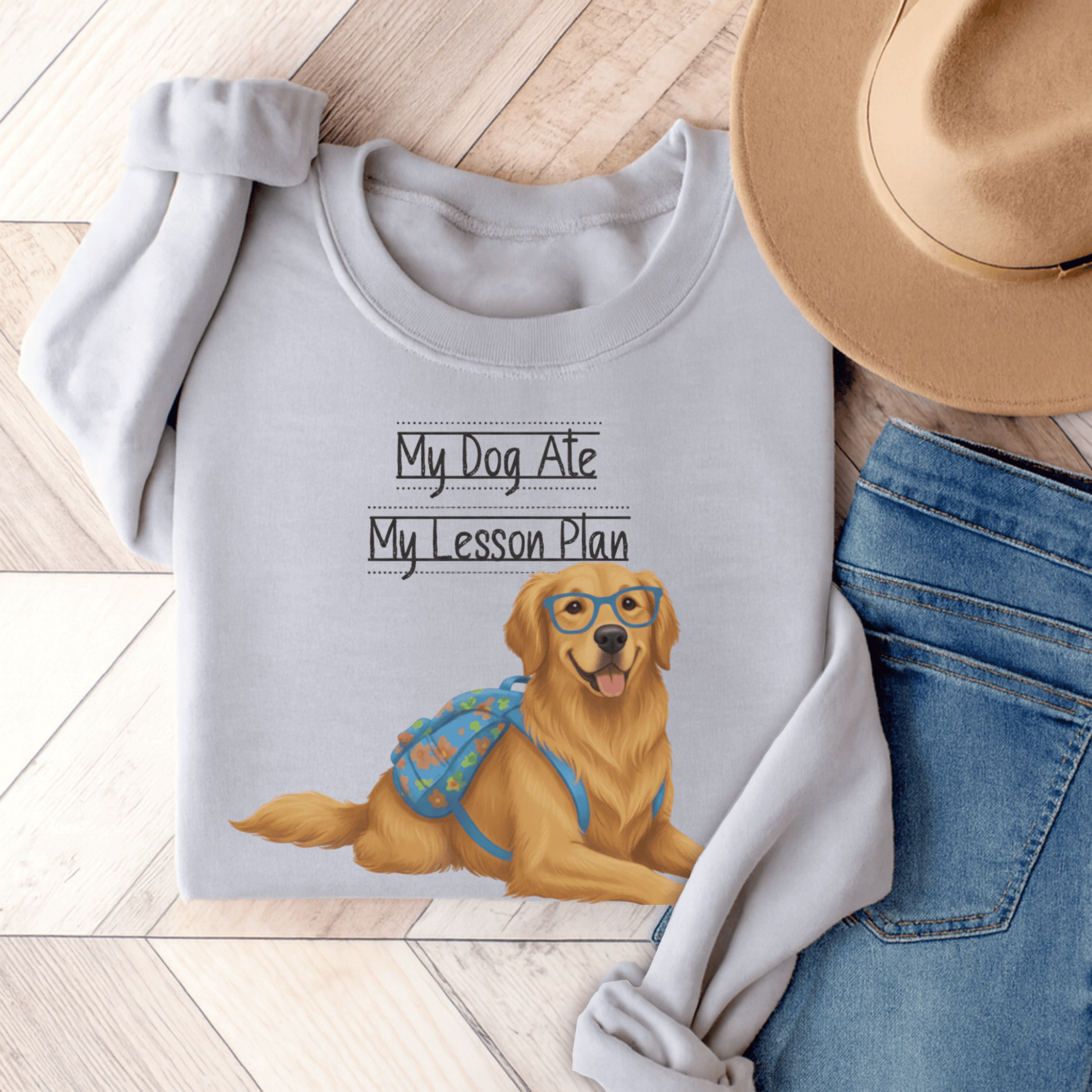 Golden Retriever Teacher Unisex Sweatshirt Ash