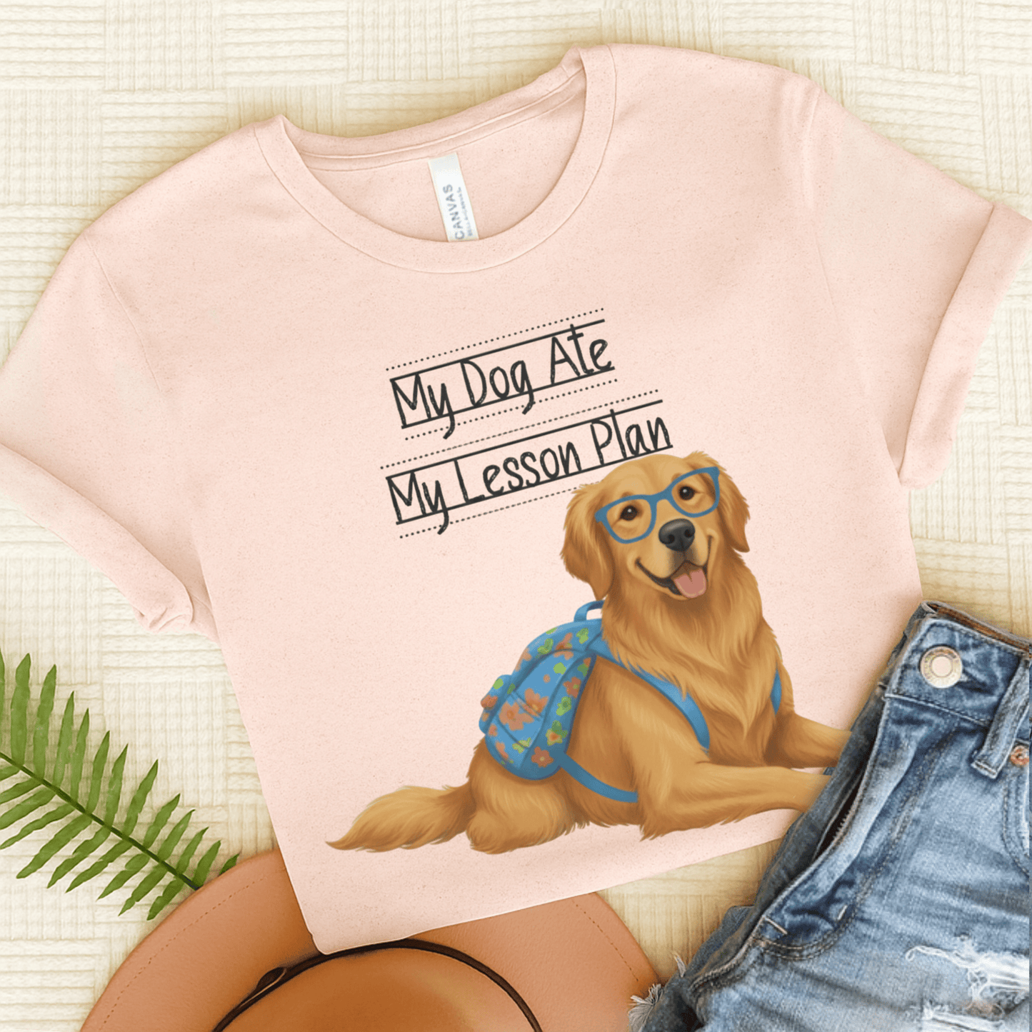 Golden Retriever Teacher Unisex TShirt Soft Pink