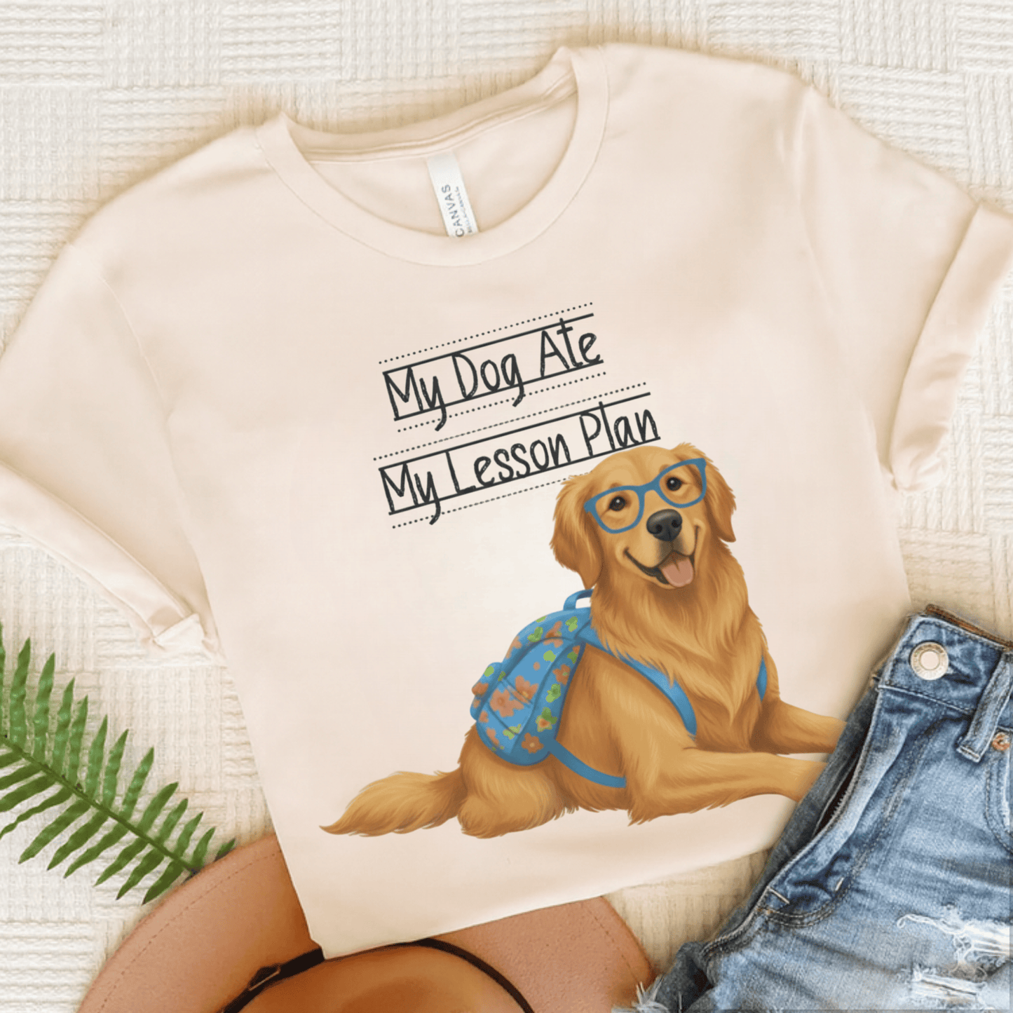 Golden Retriever Teacher Unisex TShirt Natural