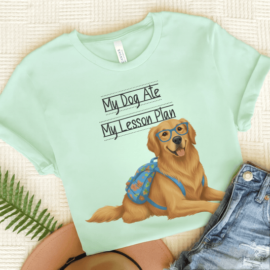 Golden Retriever Teacher Unisex TShirt Heather Mint