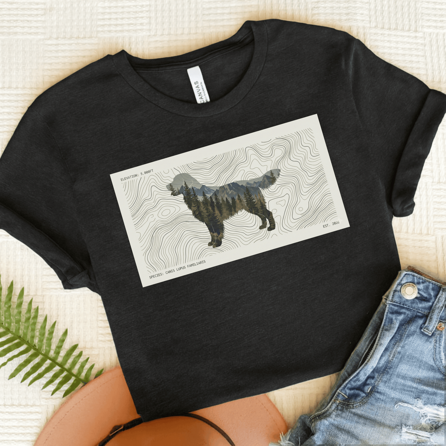 Golden Retriever Topography Unisex Tshirt Black Heather