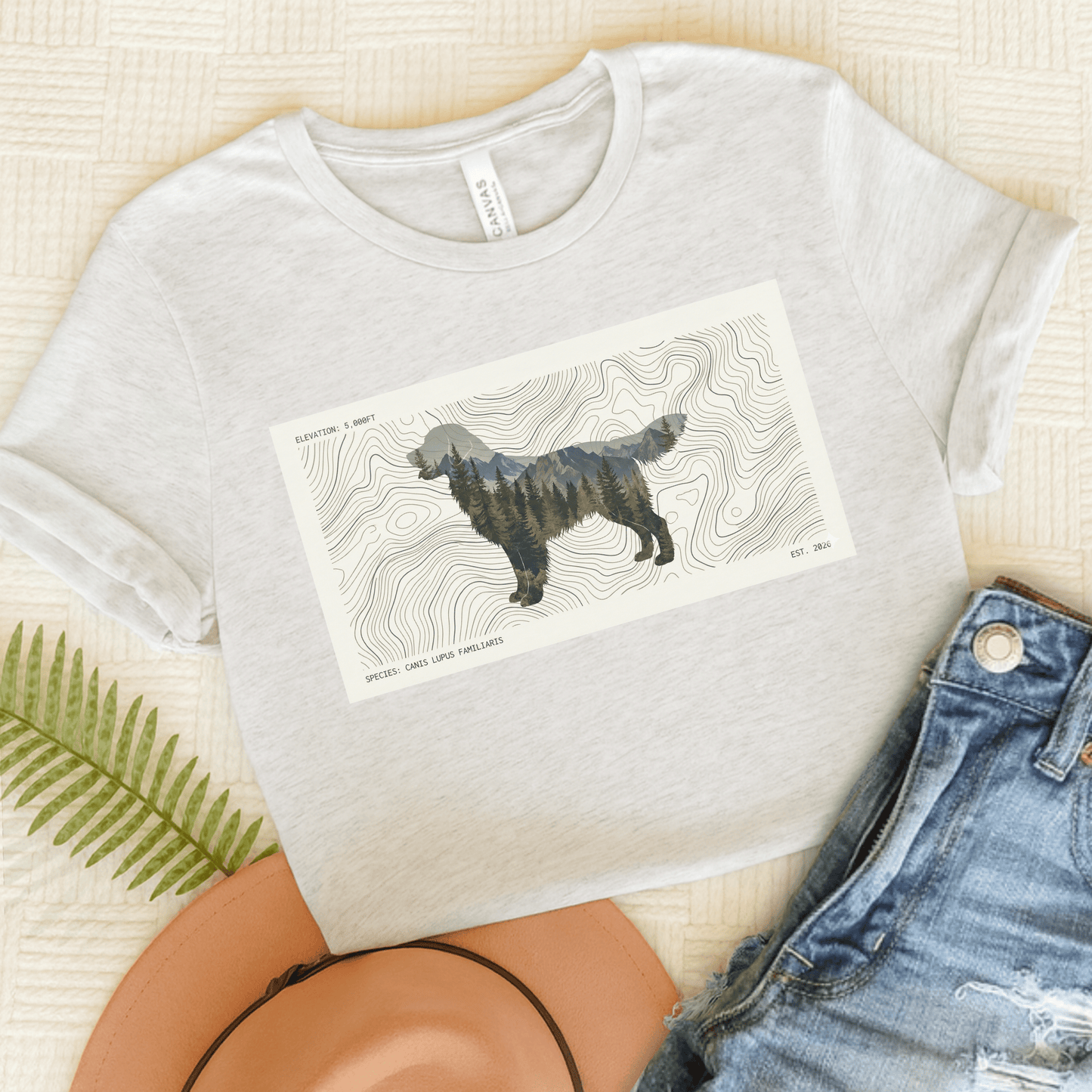 Golden Retriever Topography Unisex Tshirt Ash