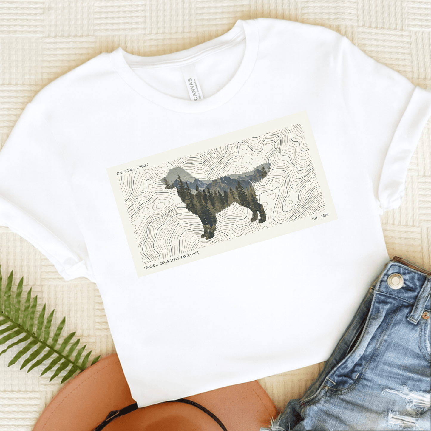 Golden Retriever Topography Unisex Tshirt White