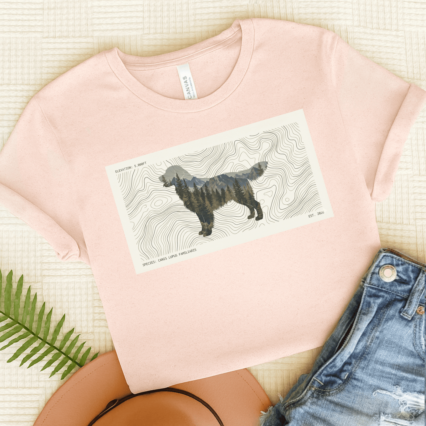 Golden Retriever Topography Unisex Tshirt Soft Pink